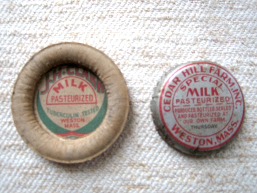 JH Clark and Cedar Hill Dairy bottle caps